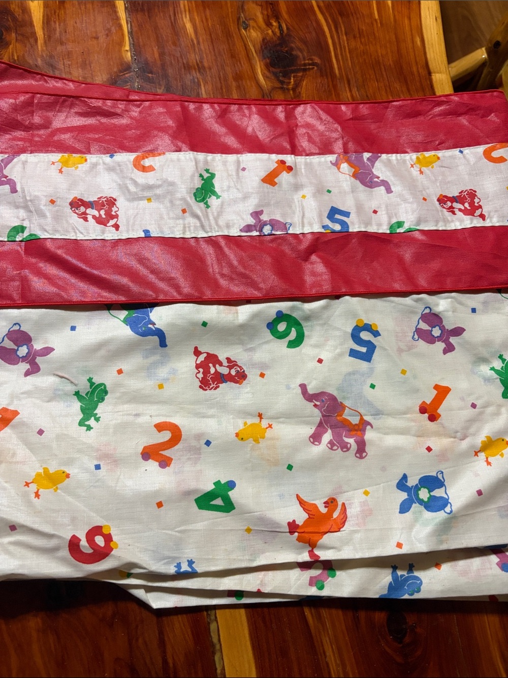 Red/White Valance with multicolored numbers and Animals